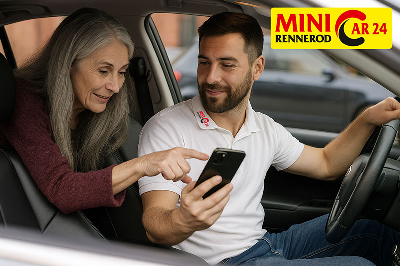 Minicar 24 Taxi Mengerskirchen Fahrer mit Kundin